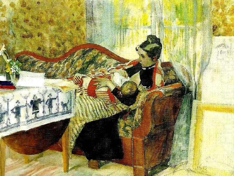 moderstankar-karin med brita vid brostet, Carl Larsson